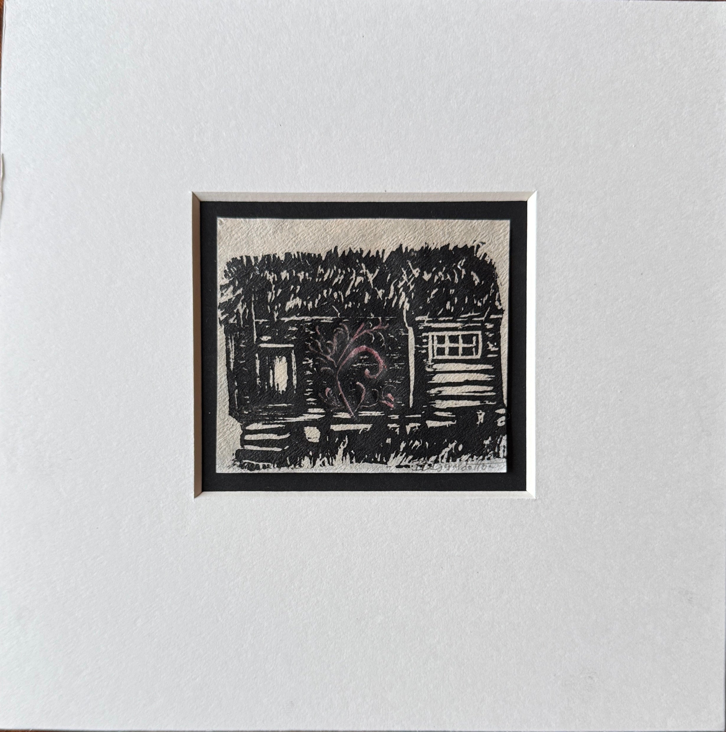 Rosemalt tømmerhus inkl passepartout