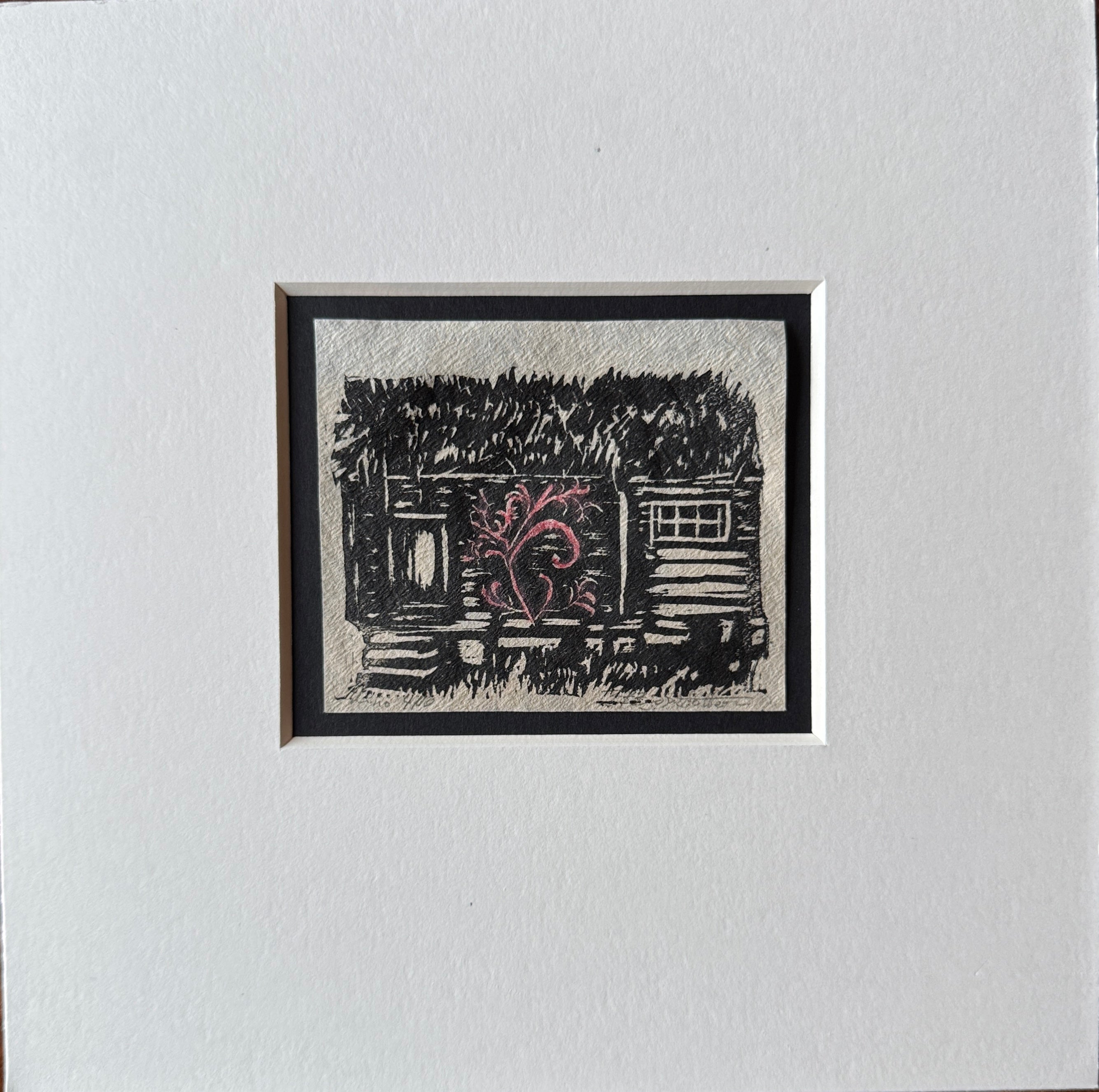 Rosemalt tømmerhus inkl passepartout